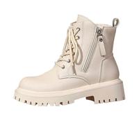 Générique Bottines De Combat Femme à Lacets Et Fermeture LatéRale Plateforme Bottes, Semelle Antidérapantes Style DéContracté Boots Confort Imperméables Chaussures bottines fourrées femme Beige 38