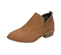 Générique Bottines Femme à Talons Bas avec Détails Cloutés et Lacets pour Une Élégance Urbaine et Confortable Quotidien (Brown, 43)