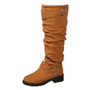 Générique Bottines Femme Bottes Cavalieres Femme Botte Mollet Large Chaussure De Randonnée Cowboy pour Hiver Bottines Pieds Larges Boots Cuir Equitation Bottine Talon Plates Chaussures Caoutchouc,42