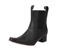 Générique Bottines Femme Cuir,Bottes Courtes éLastiques Extra Larges Style EuropéEn Et AméRicain Bout Pointu Talon Bas Talon éPais Bottes Courtes en Cuir (Black 39)