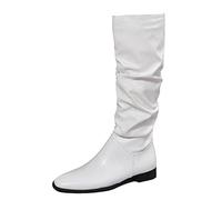 Générique Bottines Femme Cuir Talon Carré Bottine Plissé Botte Couleur Unie Bottes Mollets Larges Boot Pointu Chaussure Chic Bottes Longues À Enfiler Cuissarde Cuissarde Haute Femme Grande Taille