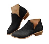 Générique Bottines Femme en Similicuir, Demi - Bottes Femmes Perforées à Talon Bloc Confortable, Chaussures Femmes Stylish et Pratiques pour la Vie Quotidienne, Automne et Hiver