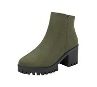 Générique Bottines femme épais Talon daim Rond Femmes Bottes Confortable Souple Chaudes rétro loisirs Bottes Femelles Elégantes à talon carré classiques cuir véritable Hiver Fashion