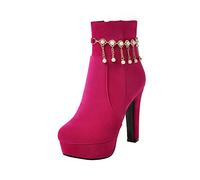 Générique Bottines femme Hautes À Talons Femmes Bottillons Imperméables Chaudes Souple Femme Boots à talon carré rétro Botte Femmes Automne Hiver Elégantes Confortable Fashion
