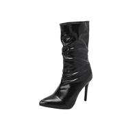 Générique Bottines femme Hautes À Talons fins pointu Femmes Bottes Souple Elégantes Chaudes Vintage Bottines pour femmes Confortable Imperméables Cuir Verni classiques cuir véritable