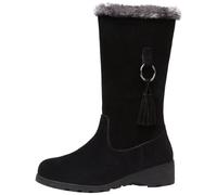 Générique Bottines femme Mi-Mollet plates Frange Femmes Bottines loisirs Tige large Couleur unie Chaussures de botte pour femme Mode Confortable Elégantes Chaudes cuir véritable Peluche