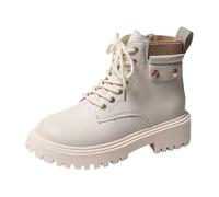 Générique Bottines Femme Mode à Plateforme décontractée avec Semelles épaisses et Lacets pour Une Marche Confortable en Toute Saison (Beige, 41)