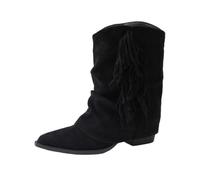 Générique Bottines Femme Suède Franges Talon Bas À Enfiler Bottines Cowboy