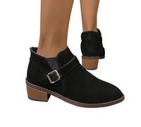 Générique Bottines Femme Talon Bottines Confort Femme Décontracté Et Élégant Plate Souple Imperméable Bottine Pied Large Chaudes Extérieur Boots Vernies Noires