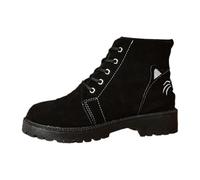 Générique Bottines Femme Talon Bottines Femme Confortable Casual Chic Plate Souple Imperméable Bottine Pied Large Chaudes Extérieur Boots Slip On Vernies Noires