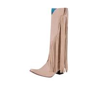 Générique Bottines Femme Talon Compensé Frange Talons Moyen Bottines femmes Bout Rond A Enfiler Bottes Souple Bottes Femme Mode loisirs Millésime Bottines pour femmes Chaudes classiques Automne Hiver