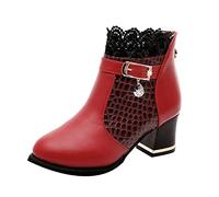 Générique Bottines Femme Talon Haut Dentelle Bout Rond Boots Chelsea Talon Epais Bottines d'écurie Brillante Élégant Bottes Courtes Talons Chunky Bottine Chukka Soirée Cocktail Vintage