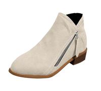 Générique Bottines Femmes Slip On Élégant Sexy Hiver Chaud Décontractées Motardes Boot AntidéRapante Chunky Talons Bottes Cheville LéGèRes Confortable Motardes Chaussures Chelsea Cowboy Bottes