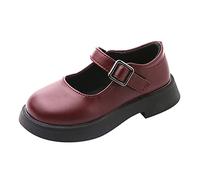 Générique Bottines Fille Bout en Amande décontractées Filles Semelle épaisse sans Lacet Boucle Confortable Couleur Unie Style Fille Multicolore Bout Carré Bottines (Red, 24 Toddler)