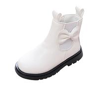 Générique Bottines Fille d'hiver pour Enfants Bottes à Bout Rond Chaussures de Loisirs Bottines avec Un Joli Nœud Papillon avec Fermeture éclair Bottes Semelle Souple pour Un Confort Ultime