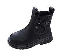 Générique Bottines Fille d'hiver pour enfants Bottes à bout rond chaussures de loisirs bottines Avec Un Joli Nœud Papillon Avec Fermeture éclair Bottes semelle souple pour un confort ultime