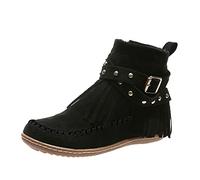 Générique Bottines Franges Femme Bottes de Cowboy Talon Plat Chelsea Bottes Glands Confortable Elégante Chelsea Boots Santiags Western Bottines Indiennes Botte d'intérieur Bout Rond