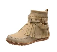 Générique Bottines Franges Femme Bottes de Cowboy Talon Plat Chelsea Bottes Glands Confortable Elégante Chelsea Boots Santiags Western Bottines Indiennes Botte d'intérieur Bout Rond