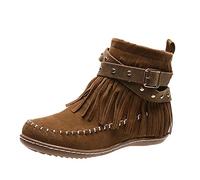 Générique Bottines Franges Femme Bottes de Cowboy Talon Plat Chelsea Bottes Glands Confortable Elégante Chelsea Boots Santiags Western Bottines Indiennes Botte d'intérieur Bout Rond