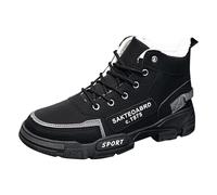 Générique Bottines Homme Hiver Chaud Doublure Polaire Coton Neige Décontractées Travail Aide Haute Tendance (Black, 42)