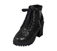 Générique Bottines lacets et fermeture éclair latérale pour femme, chaussures décontractées talons hauts, idéales pour le quotidien ou les voyages Sandales Compensées Noires Confort Habillé (41)