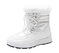 Générique Bottines Neige Femme à Lacets Bottes D'Hiver Chaud Bout Rond Chaussure Fourrée Bottine Ski Talon Plat Imperméables Botte de Neige en Peluche Polaire Ado Filles Boots Neige Plateforme 1