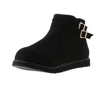 Générique Bottines pour femmes basses à boucles daim Femme Boot Imperméables Souple Elégantes Femme Bottine Chaudes Vintage Casual à talon carré classiques Bottes Femelles plates Moderne