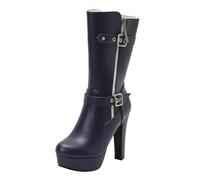 Générique Bottines pour femmes Hautes À Talons Femme Botte Confortable Imperméables Automne Hiver Travail Femmes Bottillon Chaudes Souple Cowboy Femme Bottes cuir véritable fermeture éclair