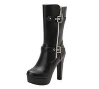 Générique Bottines pour femmes Hautes À Talons Femme Botte Confortable Imperméables Automne Hiver Travail Femmes Bottillon Chaudes Souple Cowboy Femme Bottes cuir véritable fermeture éclair