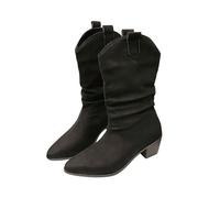 Générique Bottines pour femmes Talon moyen pointu daim Bottes Femelles Elégantes Chaudes Vintage rétro classiques Bottillons Femme cuir véritable Automne Hiver Cowboy Femme Boots Mode