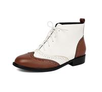 Générique Bottines Richelieu Femme, Modèle Lacé Chic Quotidien | Finition Noire Et Blanche Avec Détails Brogue; Bottines Lacées Pour Bureau, Ville Et Tenues Chic Du Quotidien