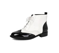 Générique Bottines Richelieu Femme, Modèle Lacé Chic Quotidien | Finition Noire Et Blanche Avec Détails Brogue; Bottines Lacées Pour Bureau, Ville Et Tenues Chic Du Quotidien