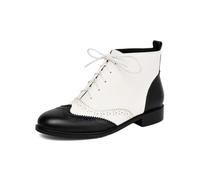 Générique Bottines Richelieu Femme, Modèle Lacé Chic Quotidien | Finition Noire Et Blanche Avec Détails Brogue; Bottines Lacées Pour Bureau, Ville Et Tenues Chic Du Quotidien
