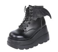 Générique Bottines semelles épaisses en cuir pour femmes, bottines d'Halloween talons compensés spéciaux foncés pour hommes Bottine Plate Noir (B, 41)