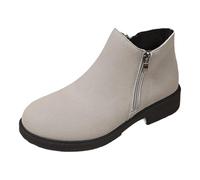 Générique Bottines tendance pour femme, idéales pour l'automne et l'hiver, avec un bout rond décontracté et une fermeture éclair latérale, idéales au quotidien ou au travail.