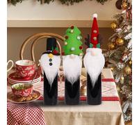 Générique Bouchon De Bouteille De Vin De Noël,Protecteur De Couvercle Réutilisable Mignon | Manchon pour Bouteille De Vin 3 Pièces | pour Fêtes Bière Whisky Verre Maison Cuisine Anniversaire Voyage