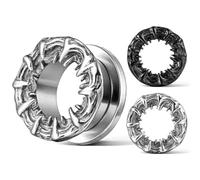 Générique Bouchons Gothiques en Acier Titane pour Oreilles Étirées, Calibre Évasé à Fer, Défense de Morse ou Abyss Design, Argent/Noir, 8-16 mm