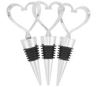 Générique Bouchons Métalliques Forme Cœur Argenté pour Bouteille de Vin Lot de 3 Réutilisables et Faciles à Utiliser, pour Fête ou Présents