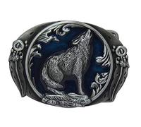 générique Boucle de ceinture loup hurlant fond bleu, country, cow-boy, indien, biker.