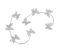 Générique Boucles D’Oreilles à Clip sans Piercing 1 Paire Argentée avec Cristaux Incrustés Manchette D’Oreille Décorative pour Femmes Accessoires Élégants et Légers pour Festival et