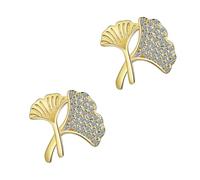 Générique Boucles D’oreilles Goujon Feuilles de Ginkgo Pendantes pour Femme, Zircon Serti, Design Délicat en Métal Doré, Légères et Simples, Accessoires Bijoux Élégants pour Fêtes et Usage
