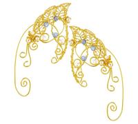Générique Boucles D’oreilles Manchette sans Perçage pour Femmes et Adolescentes, Alliage Inaltérable Doré, Légères et Délicates, Style Féerique à Trois Feuilles, 1 Paire pour Soirées,
