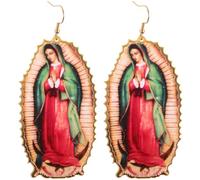 Générique Boucles D’Oreilles Vintage Pendantes Ovales en Acrylique Légères et Confortables Style Rétro Religieux Couleur et Design Aléatoires Bijoux Uniques pour Femmes Couleur Aléatoire