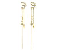 Générique Boucles D'oreilles à Clip en Alliage Doré Étoiles et Lune Confortables et Élégantes Anniversaires, 1 Paire Vie Quotidienne