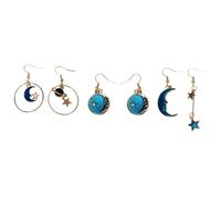 Générique Boucles d'Oreilles à Pompons Bleues d'Étoile Lot 6 Paires Plusieurs styles pour Usage Quotidien et Travail Femme