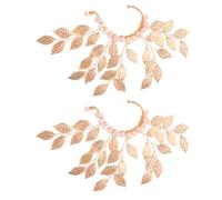 Générique Boucles D'oreilles Clip D'oreille Manchette Feuille en Alliage Léger et Cristaux, Confort Non Perçant, Design Inspiré Nature pour Occasions de Mariage, 2 Pièces