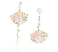 Générique Boucles Doreilles Éventail Fleurs Perles Longues pour Femmes Accessoires Élégants pour Mariage et Cérémonie Design Délicat