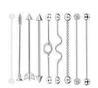 Générique Boucles D'oreilles Industrielles à Vis de Flèche, Haltères en Acier Inoxydable et Acrylique Brillant, Ensemble de 9 Pièces pour Femmes et Hommes