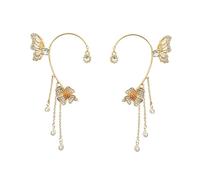 Générique Boucles Oreilles Femme Fleurs avec Franges Élégantes Clips Oreille sans Perçage Doré Accessoires Mode pour Quotidien et Fêtes