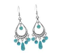 Générique Boucles Oreilles Pendantes Femme Style Ethnique Turquoise Naturelle Bijoux Légers et Élégants pour Tenue Décontractée et Soirée Cadeau Féminin
